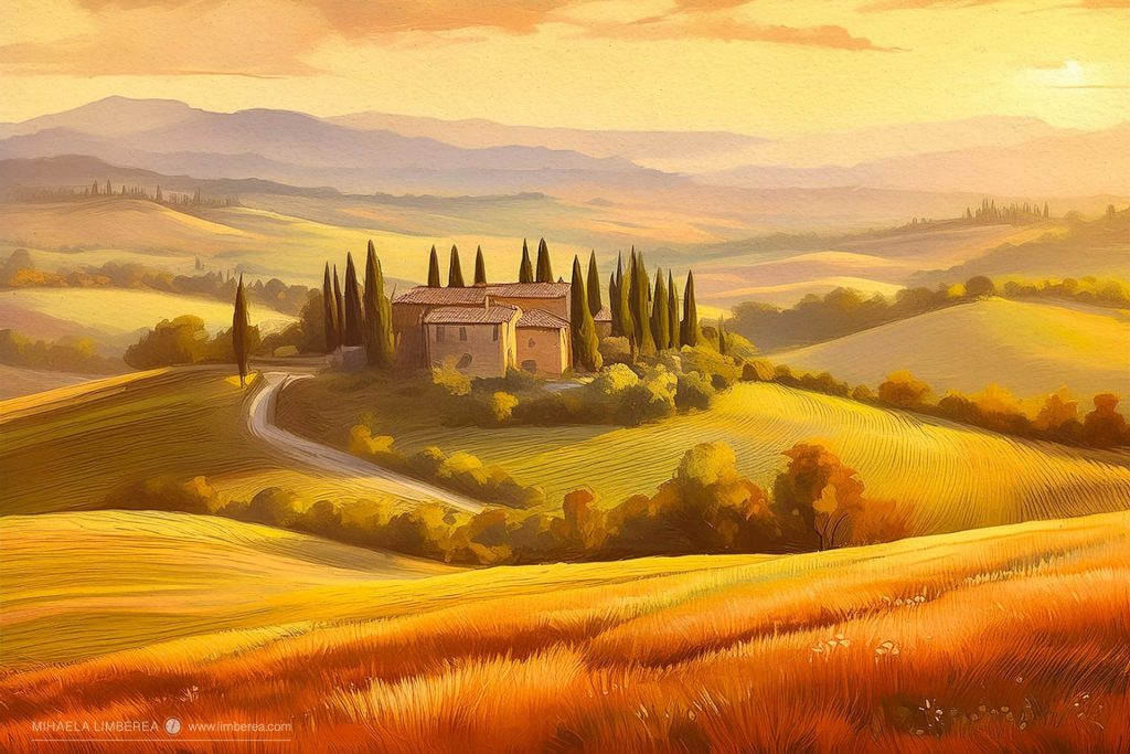 Tuscany Landscape Watercolor