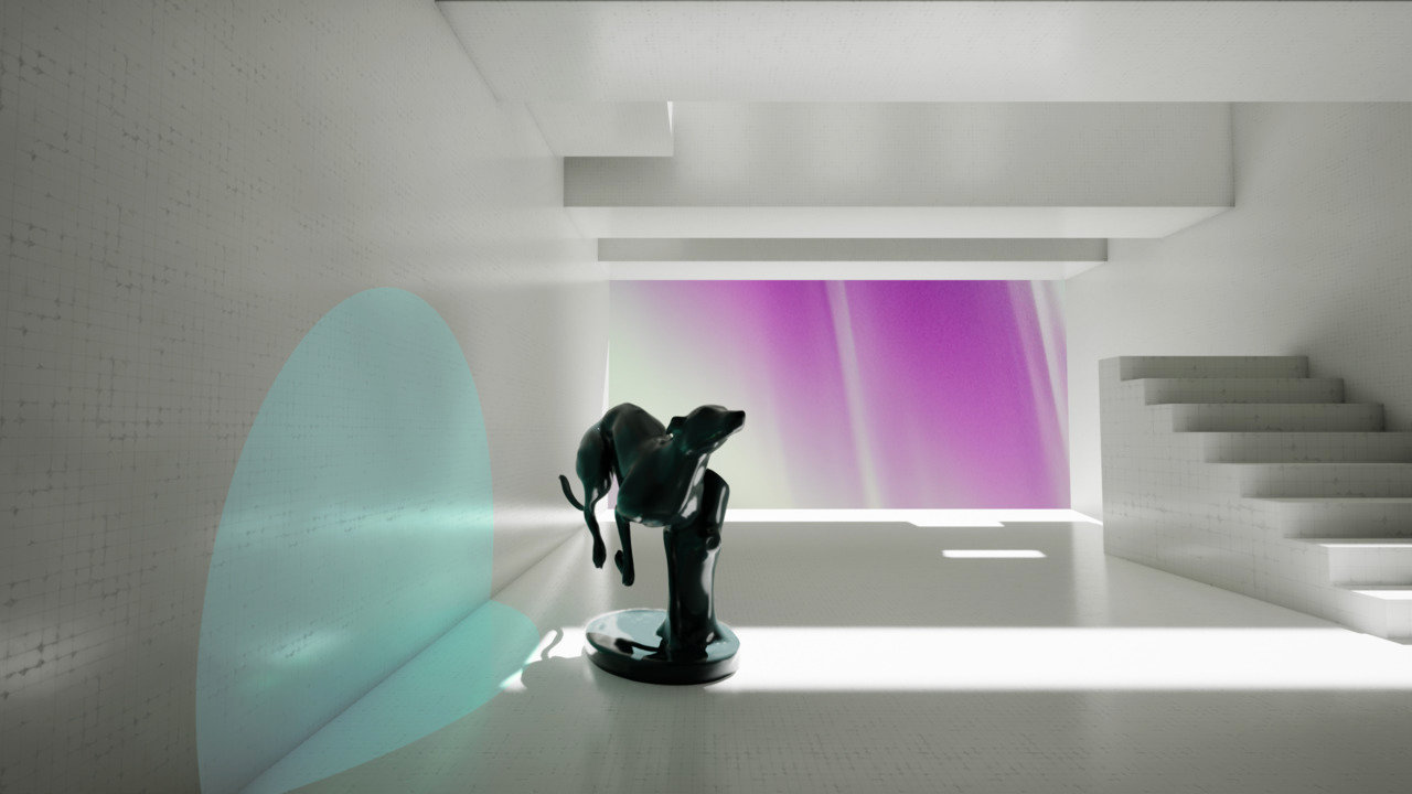 Futuristic 3D environment created in Unreal Engine 5 with windows and dynamic lighting