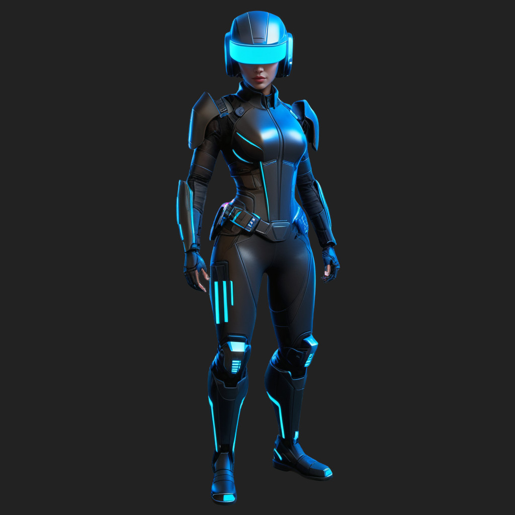 a woman in a futuristic outfit