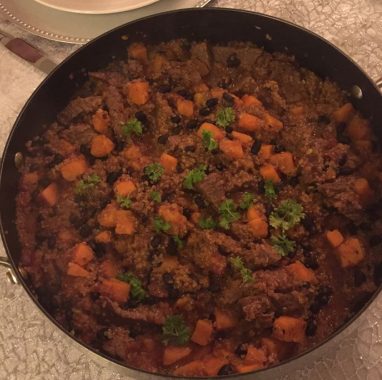 Sweet potato stew klar til servering