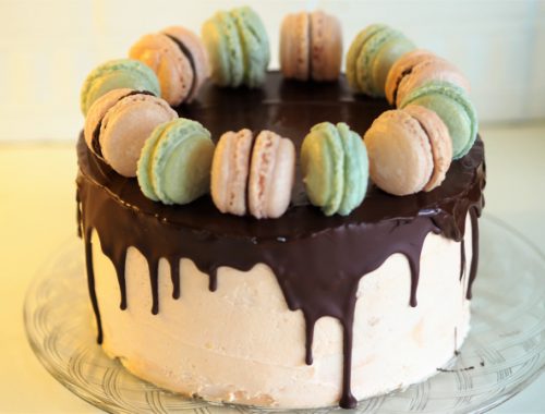 Bilde av sjokoladekake med vaniljekrem og peppermynte