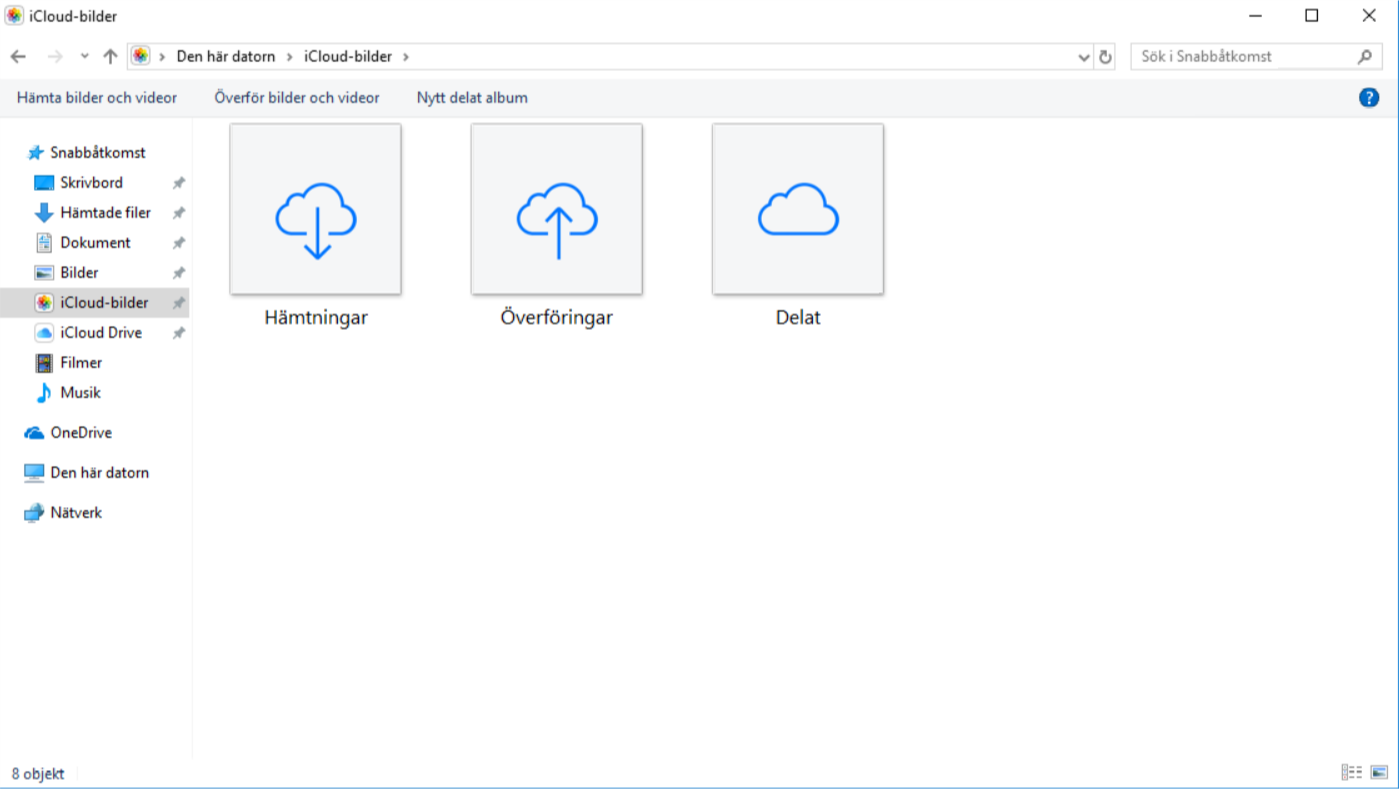 Mappen ICloud Bilder i Windows 10.