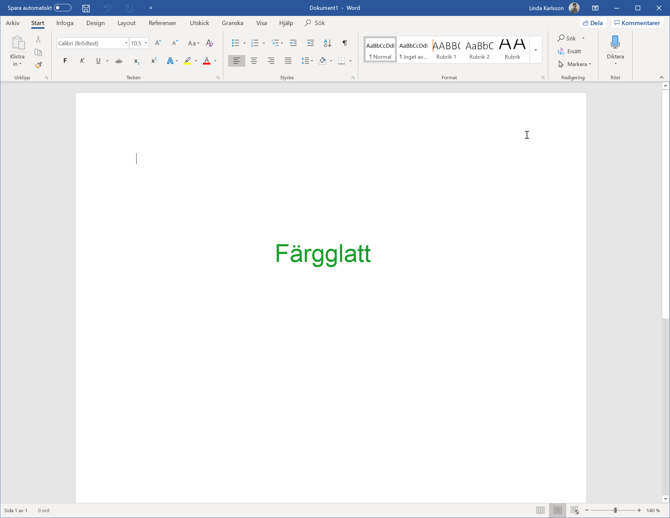 Temat Färgglatt i Microsoft Office 2019