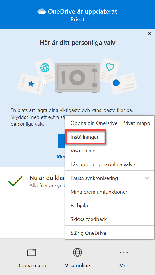 Logga in i OneDrive-synken för Windows 10. | lindasdatorskola.se