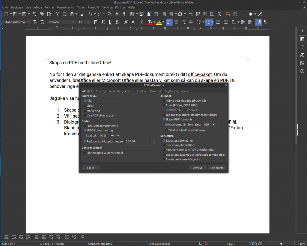 PDF Alternativ i LibreOffice Writer