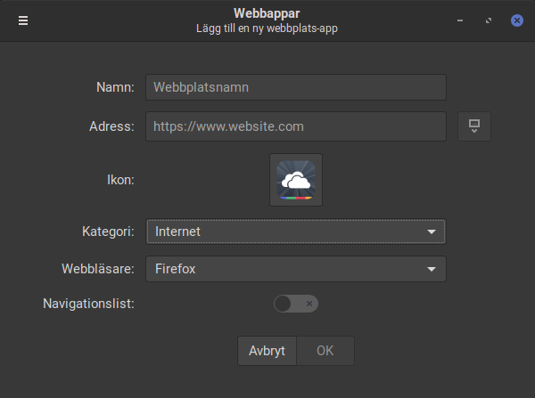 Lägga till en ny Webbapp