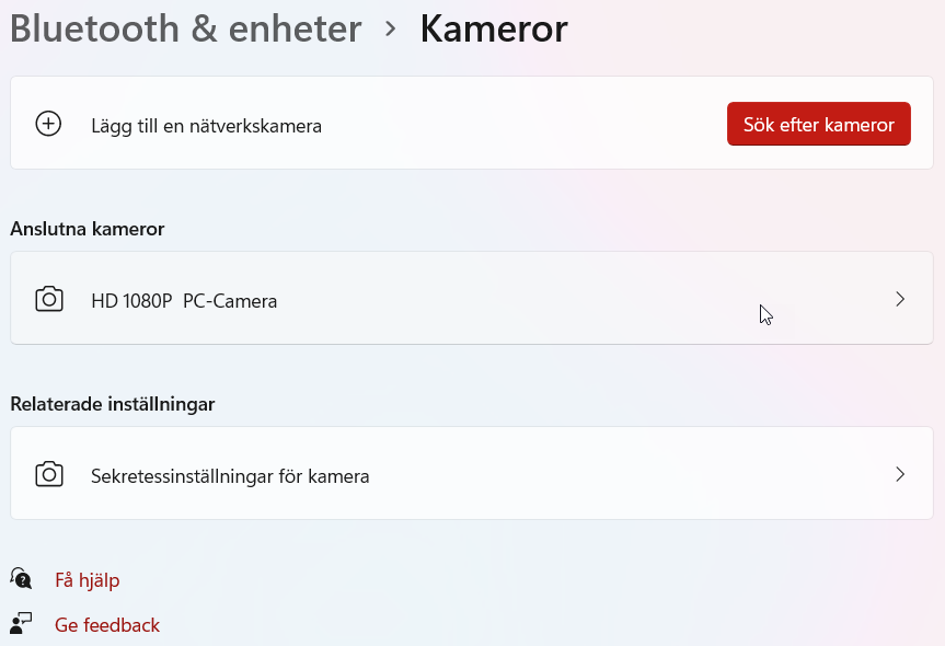 Inställningar – Bluetooth & Enheter -Kameror | lindasdatorskola.se