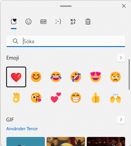 Dialogrutan för Emojis