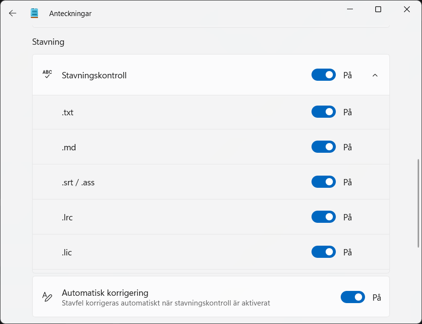 Anteckningar Stavningskontroll