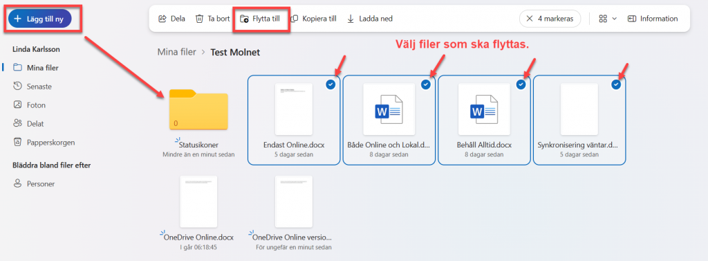 Flytta filer i OneDrive