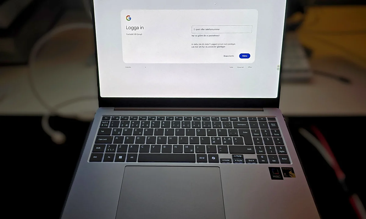 Google inloggningsruta i helskärm