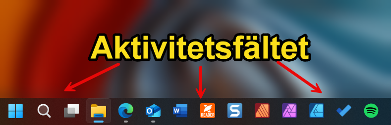 Aktivitetsfältet I Windows 11