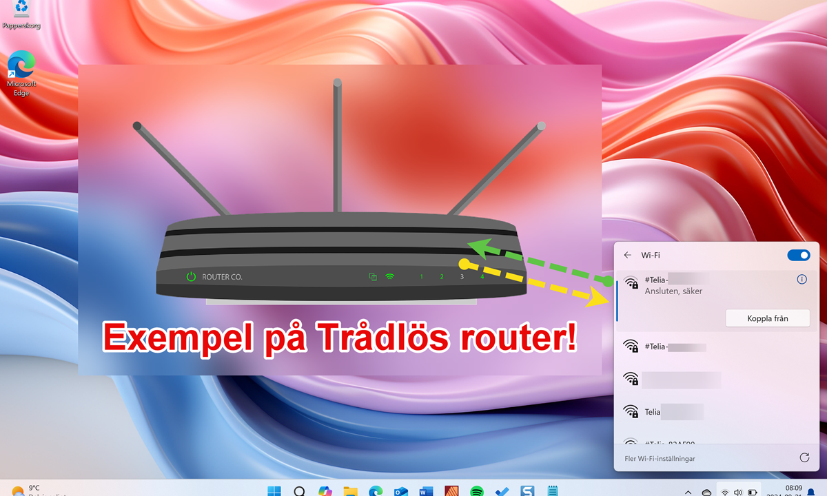 Router och Skrivbordet i datorn.