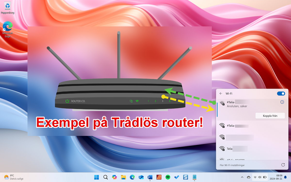 Router och Skrivbordet i datorn.