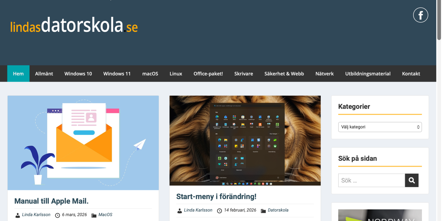 lindasdatorskola som webbapp i Safari och MacOS.