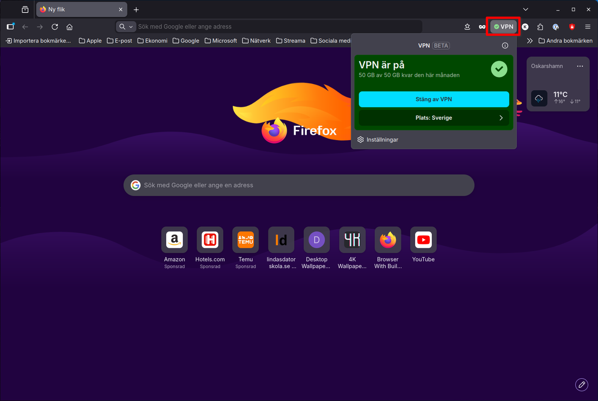VPN i Firefox