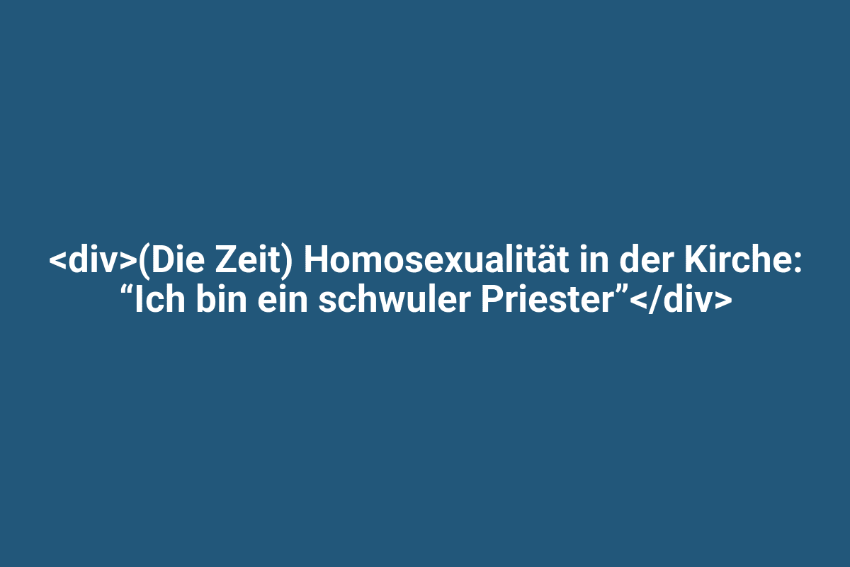 Homosexualität in der Kirche, Thema kontrovers, Referenz zum Artikel "Ich bin ein schwuler Priester" im Lindweiler.