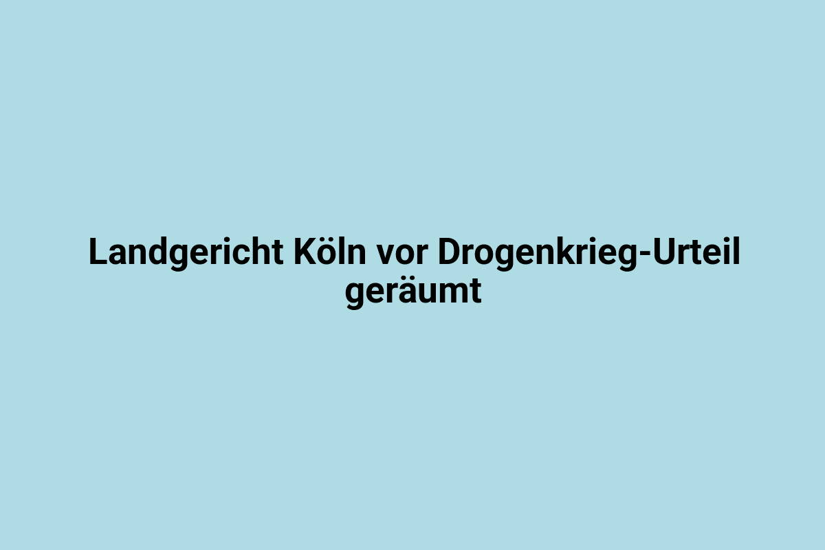 Modernes Bild einer Gerichtsszene im Gerichtshof Köln mit Richtern und Anwälten bei Drogenkrieg-Urteil.