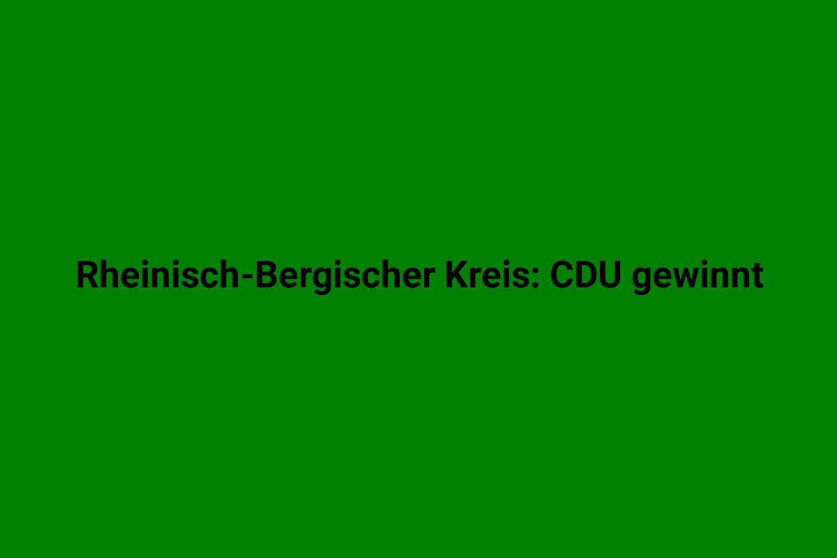 Grüner Wahlplakat für die Kommunalwahl mit dem Slogan „Rheinisch-Bergischer Kreis: CDU gewinnt“.
