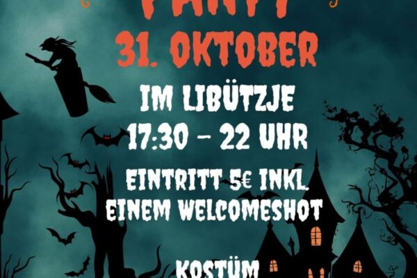 Spukhaus Halloween Poster mit Kürbissen und Geistern für eine Halloween-Party am 31. Oktober in Lindweiler, Deutschland.