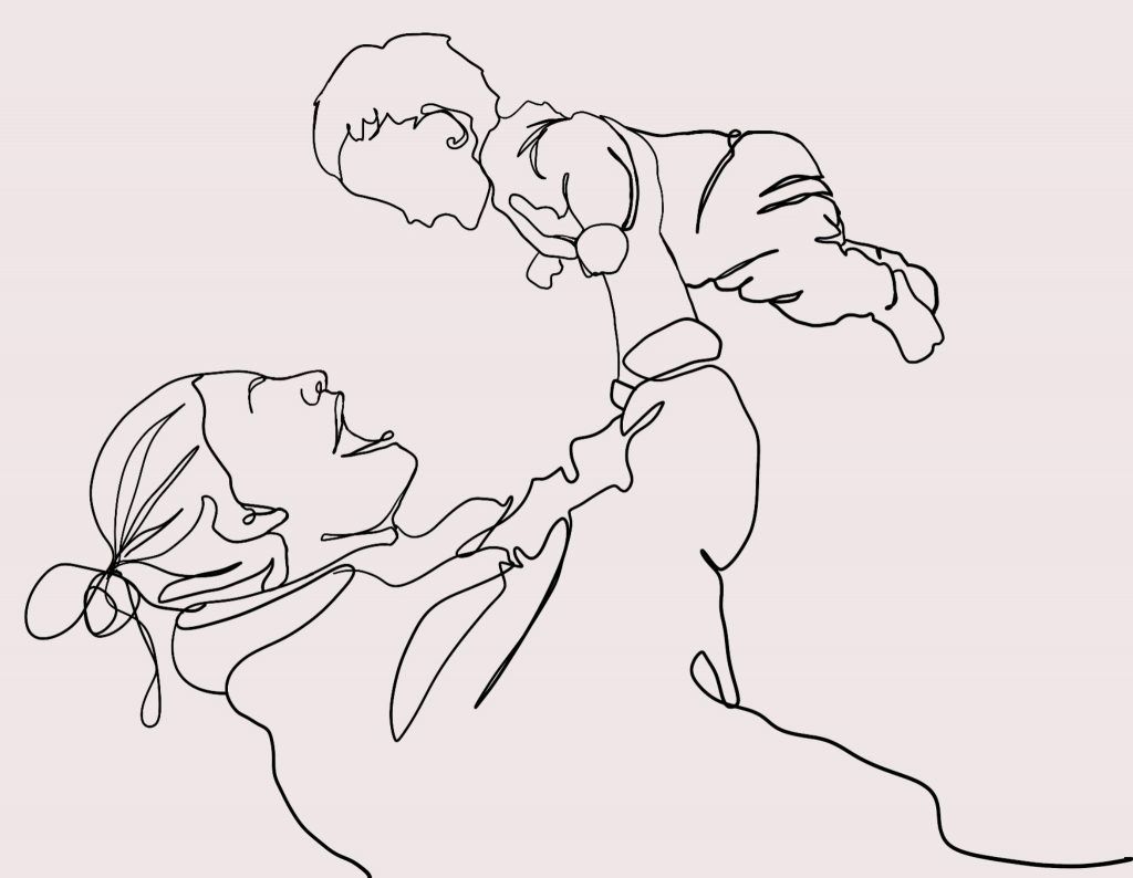 illustration mother and child