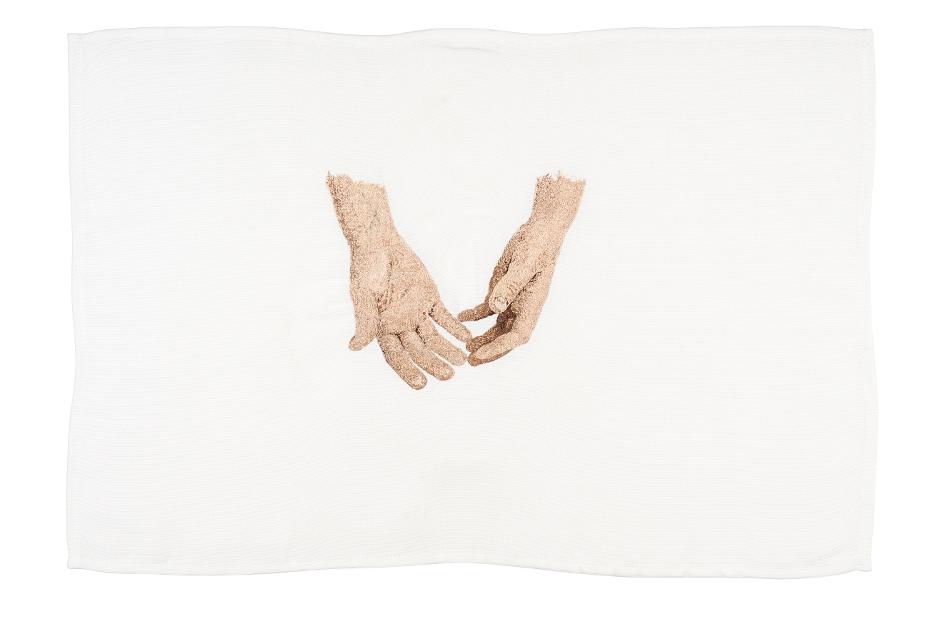 Hände IV, Handstickerei, Baumwolle, 50 x 70 cm, 2016