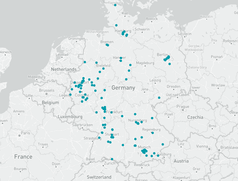 Karte Immobilien Single Family Offices Deutschland