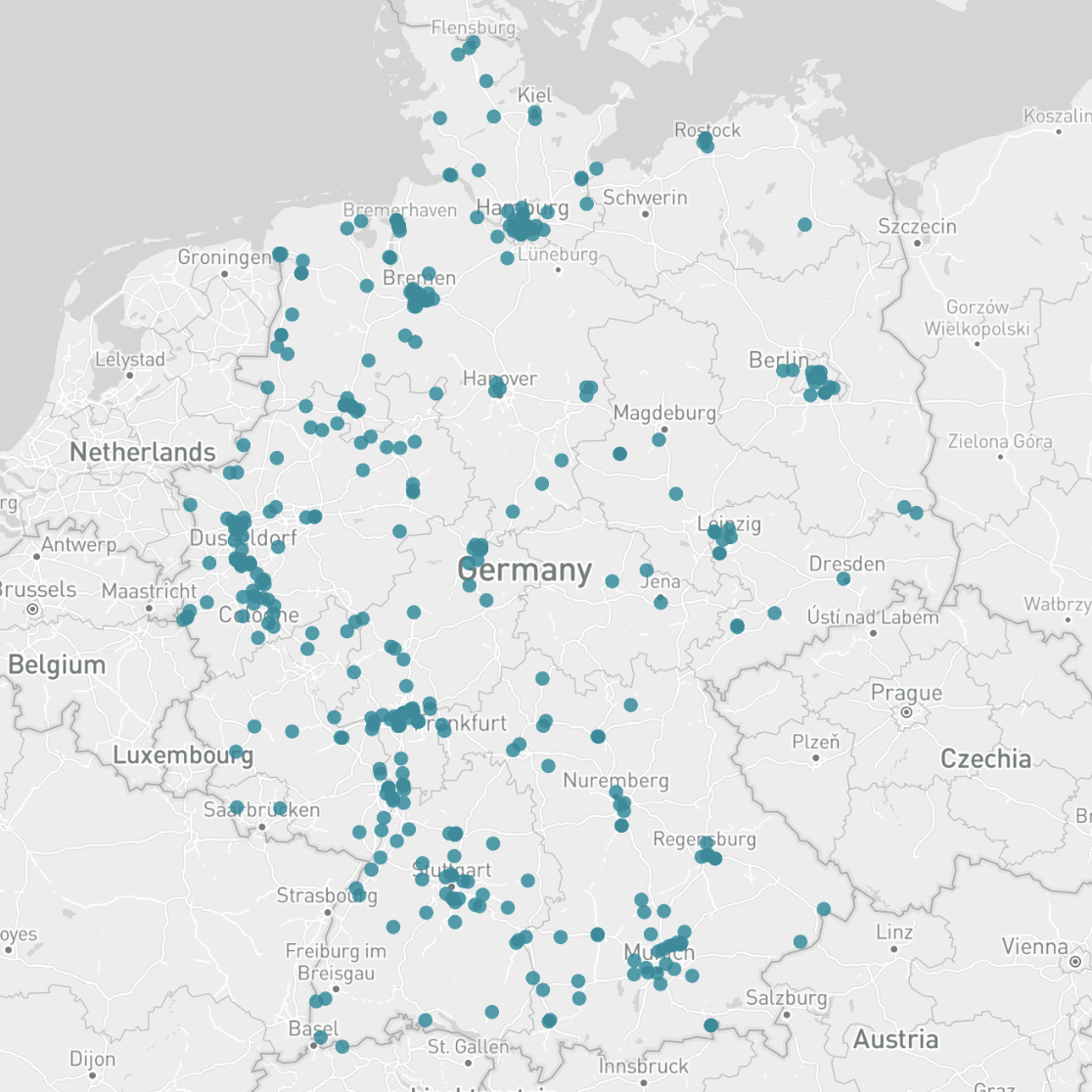 Karte der größten Logistikunternehmen Deutschland