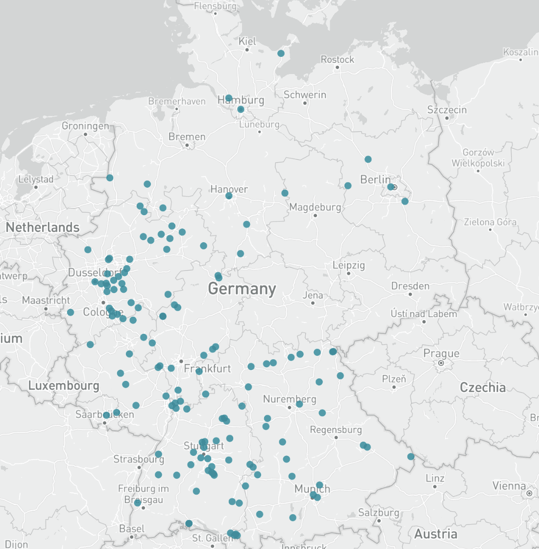 Karte Kunststoffzulieferer Deutschland