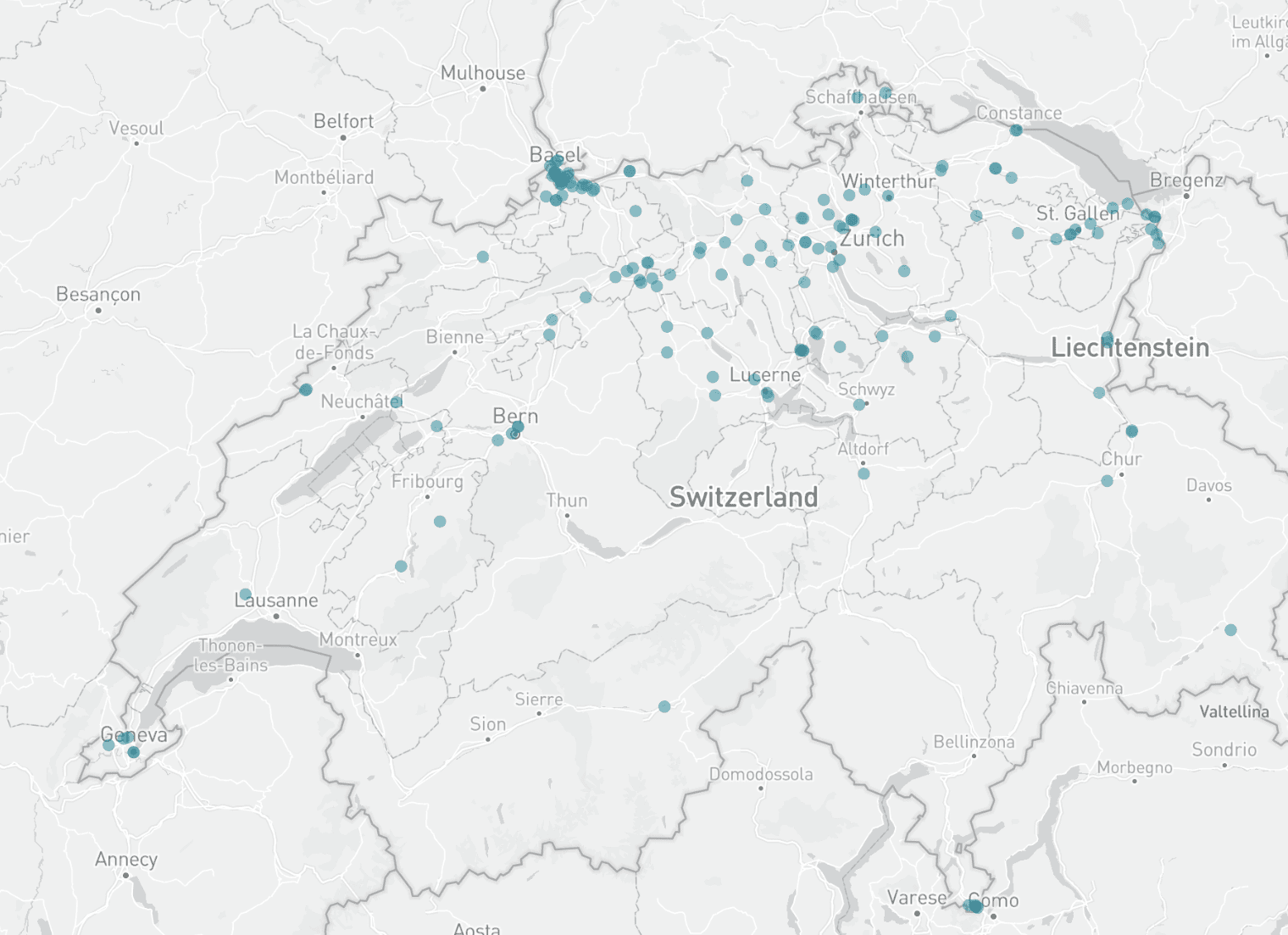 Karte Logistikunternehmen Schweiz