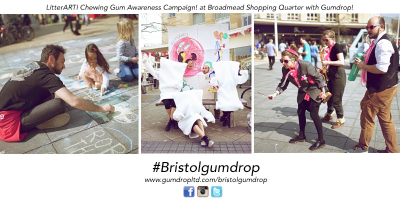 Litterarti chewing gum awareness campaign with Broadmead Bid Shopping Quarter and Gumdrop