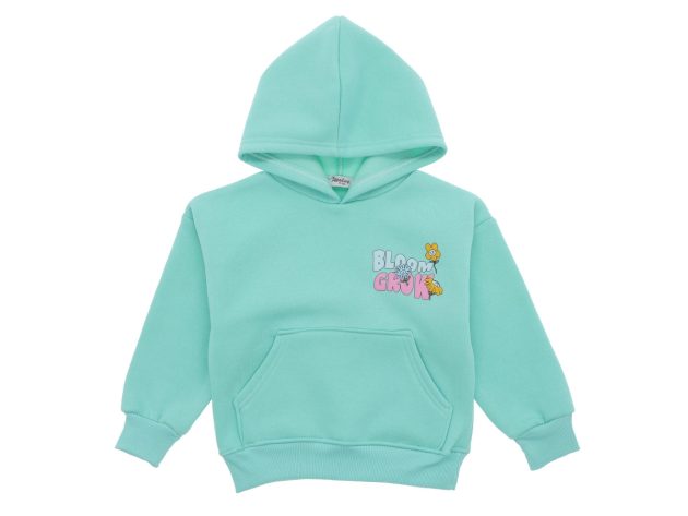 Flicksweatshirt med Huv och 'Bloom & Grow'-tryck