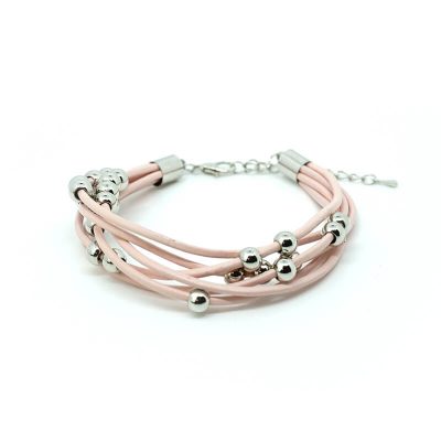 Kunstleder-Perlen Armband rosa vorne