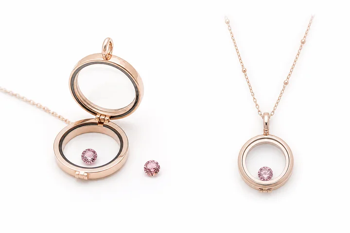 Floating Charm Kette mit eingelegtem Geburtsstein