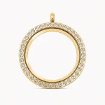 Goldfarbenes Medaillon mit Zirkonia-Steinen
