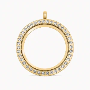 Goldfarbenes Medaillon mit Zirkonia-Steinen
