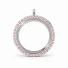 Silberfarbenes Medaillon mit rosa Zirkonia-Steinen