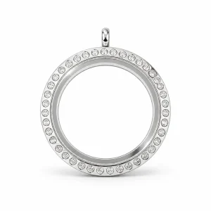 Silberfarbenes Medaillon mit Zirkonia-Steinen