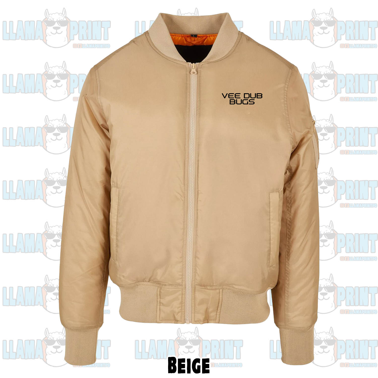 Beige classic VDB bomber jacket (front)