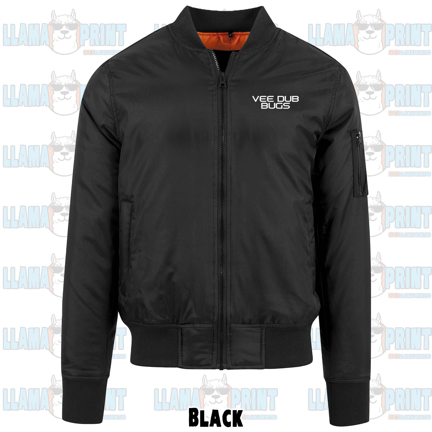 Black classic VDB bomber jacket (front)