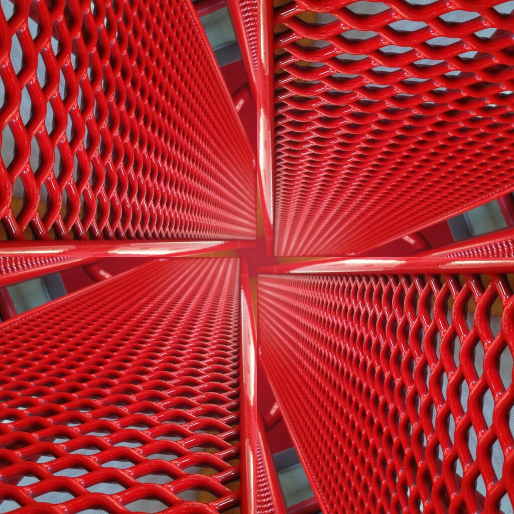 Collage of a red bench makes for a fun abstract.