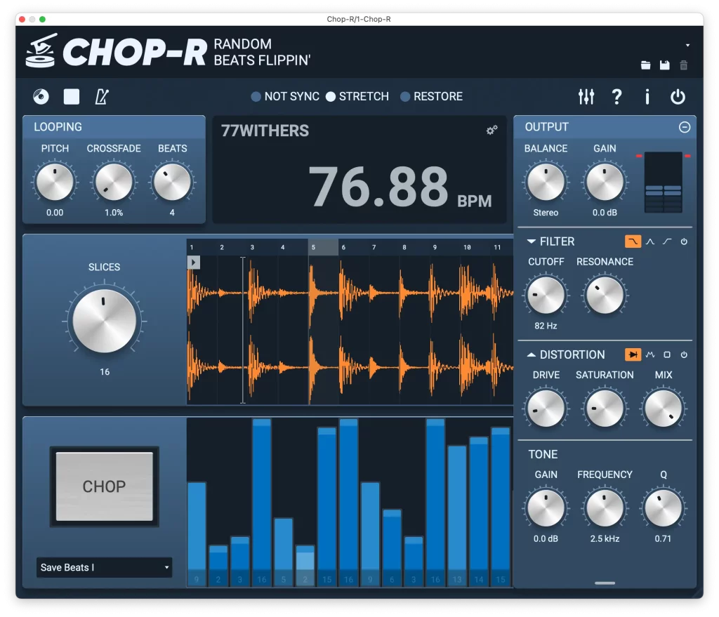 Chop-R showing it's FX page.