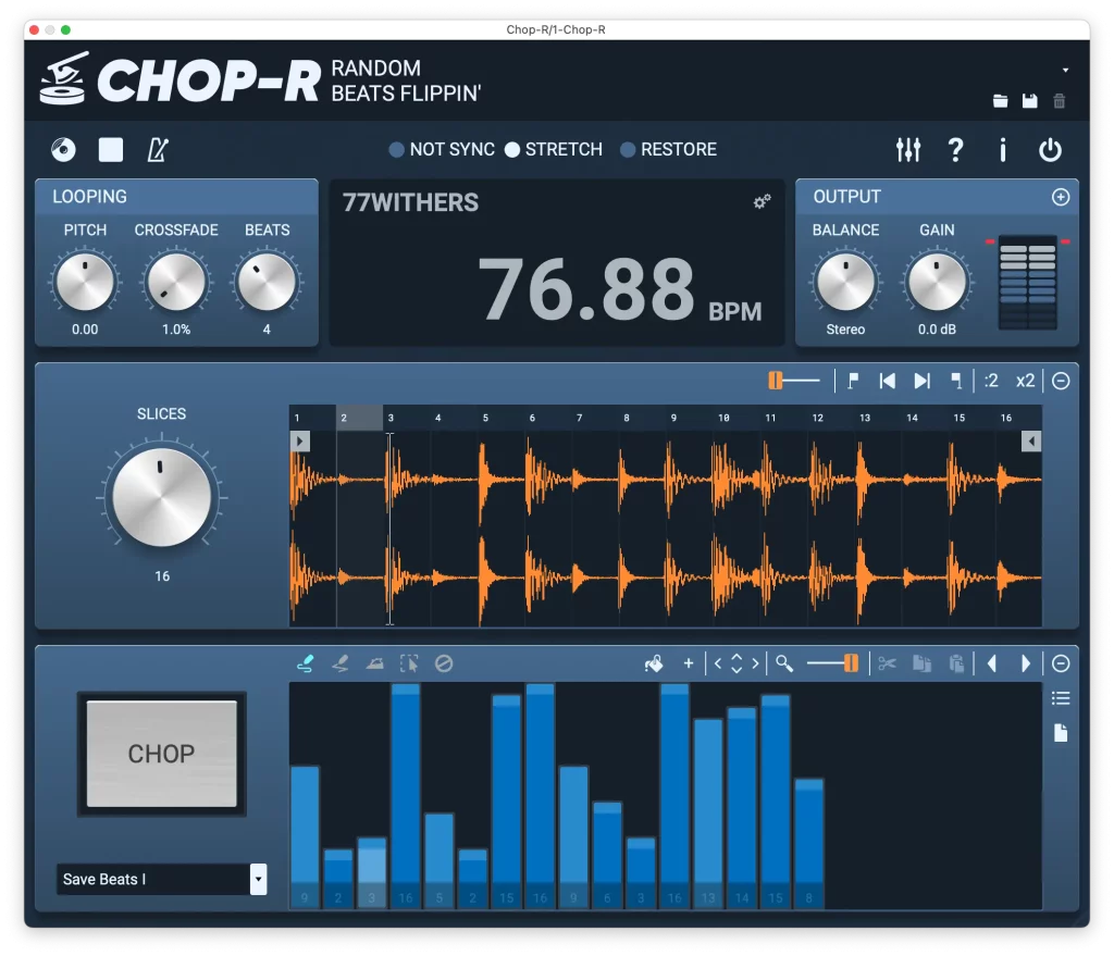 The Chop-R graphical interface, with all toolbars expanded.