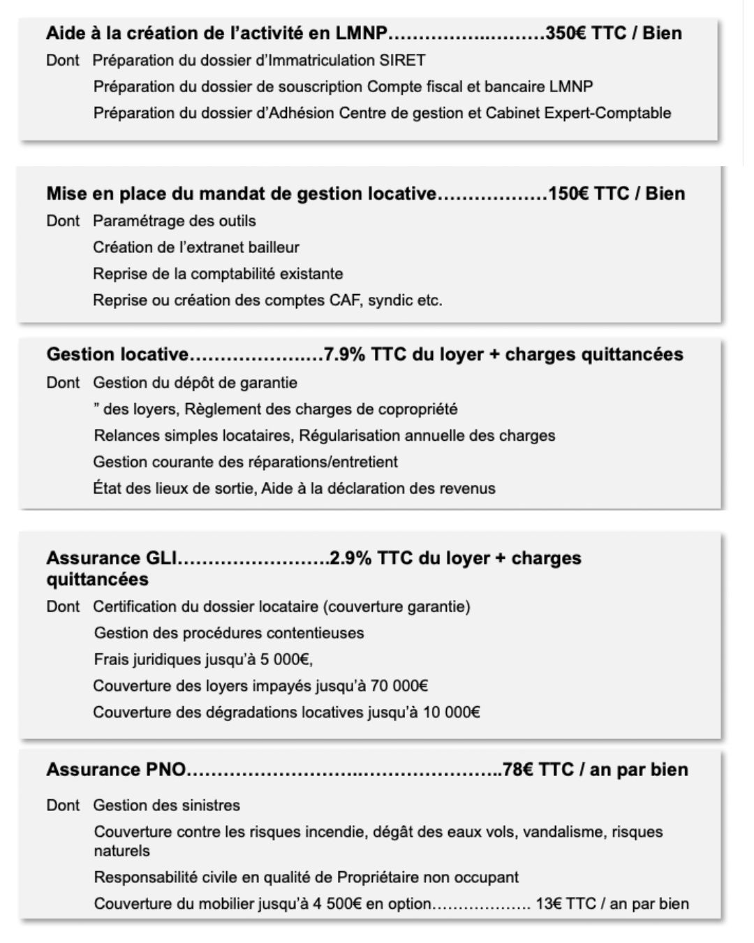 gestion locative tarif locateams
