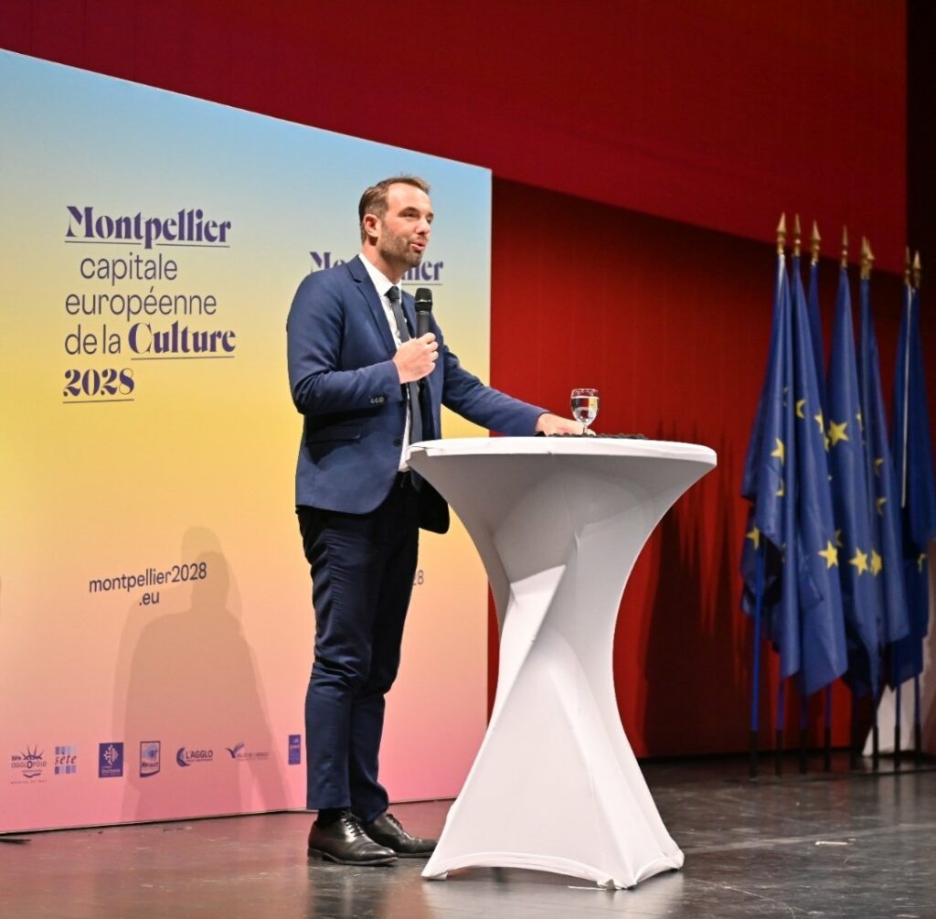 Michaël Delafosse présente la candidature de Montpellier.