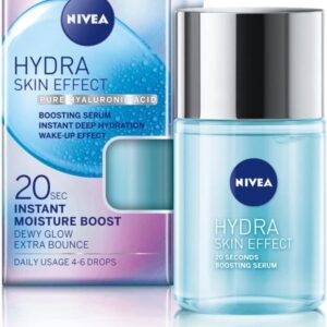 NIVEA Hydra Skin Effect Hyaluronic Acid Serum (100ml), Light Weighted Face Serum Provides Intense 72H Hydration for Plumped Up and Glowing Skin. 20 Sec. Rapid Absorption
