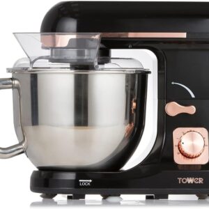 Tower T12033RG 3-in-1 5L Stand Mixer with 6 Speeds and Pulse Setting, 1000W, Rose Gold