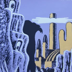 "The Golden City on Mars" - screen printed poster by John Andersson. Detail.