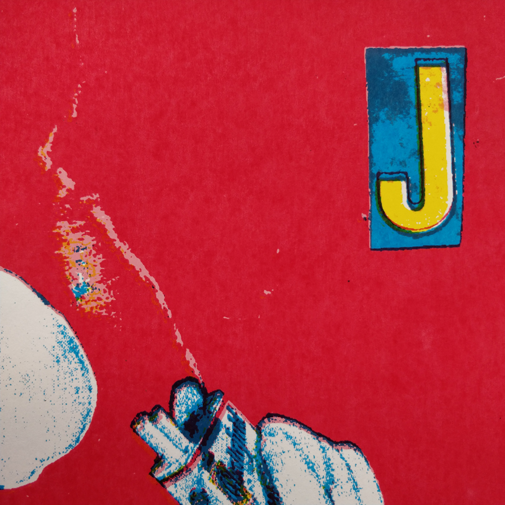 "J" - screen printed poster by Cody Brant. Detail.