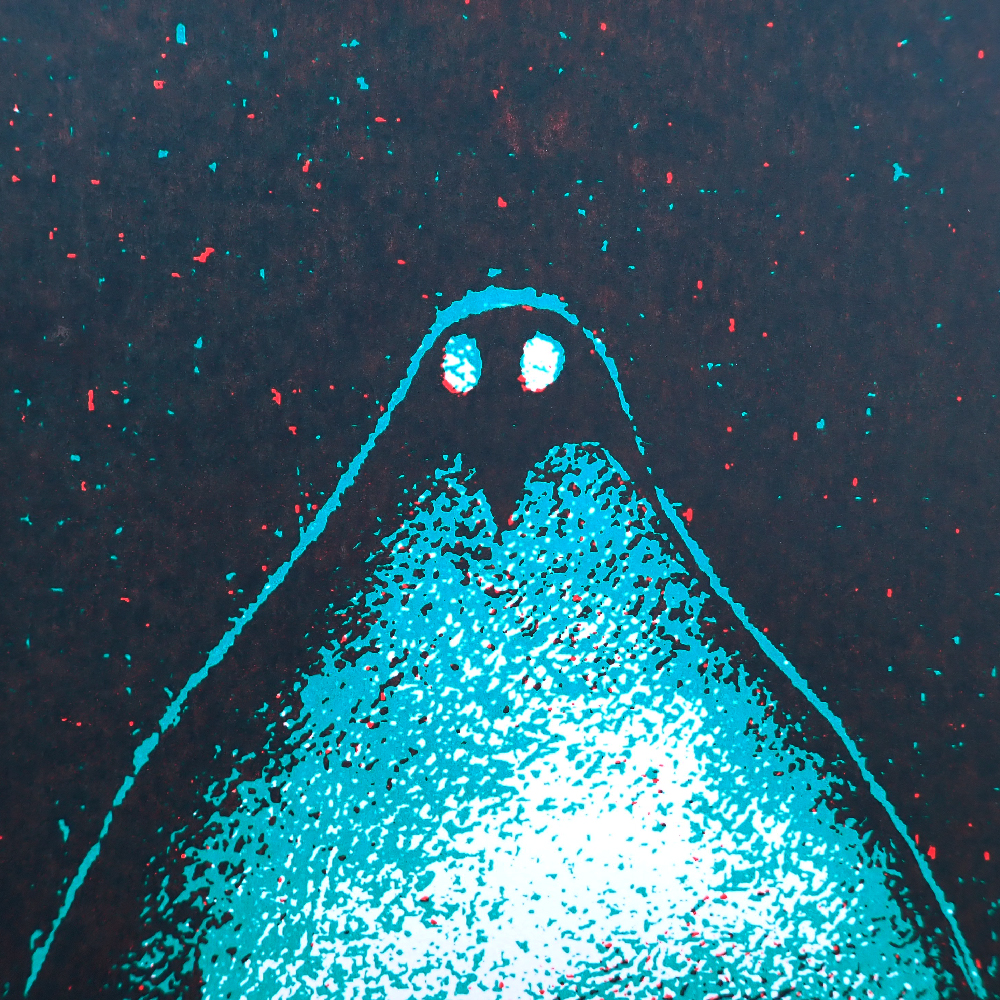 "Penguin" - screen printed poster by Marjan Đarmati. Detail.